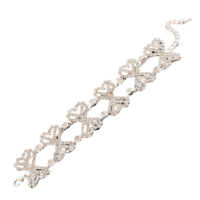Pulseira Cristais Larga Prata Esterlina