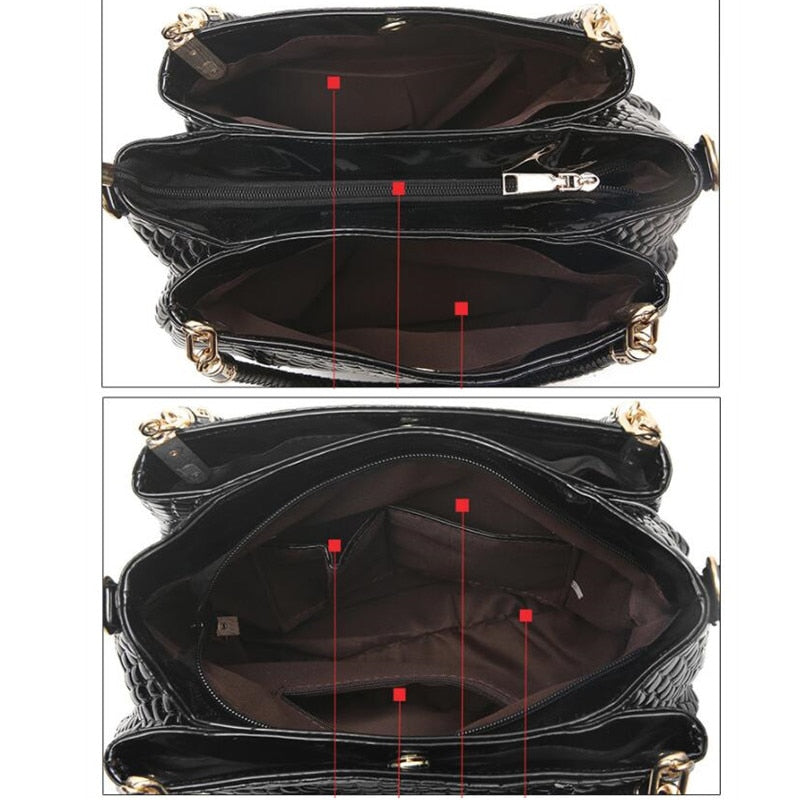 Bolsa Couro Croco 2 peças
