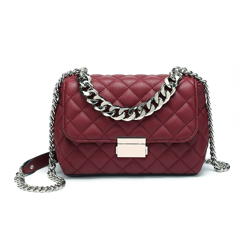 Bolsa de Couro Ferragem Prata 2 Alças