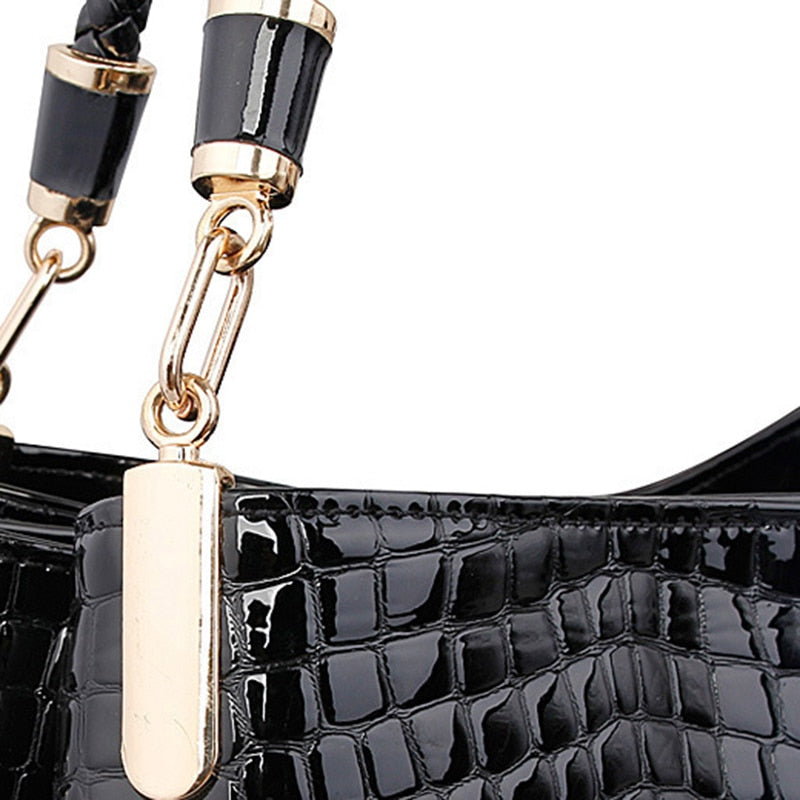 Bolsa Couro Croco 2 peças
