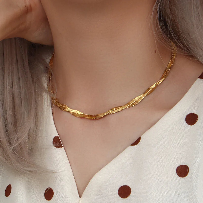 Conjunto Trançado em Ouro 18 k