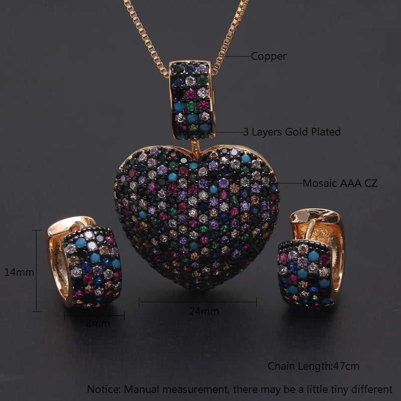 Conjunto em Zircônia e Cristais Coração