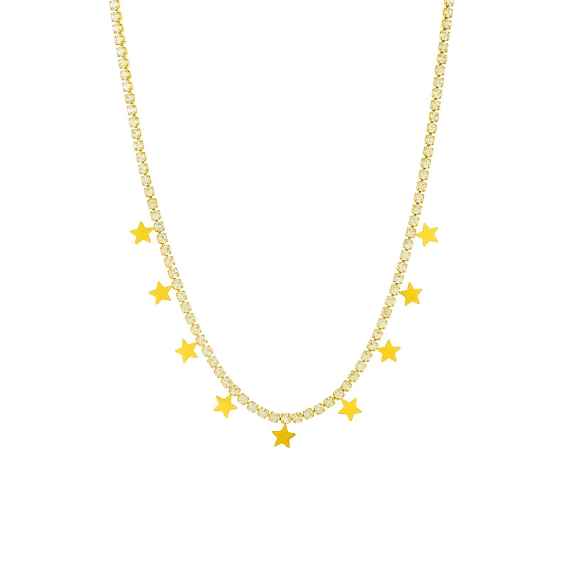 Colar Estrelas e Stras Zirconia