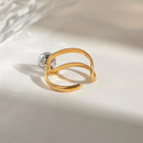 Minimalista 18k banhado a ouro charme cor correspondência linha oco bola de aço anel de abertura feminino anti alérgico jóias presente de gala