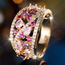 Anel Engajamento Pedra Rosa