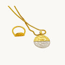 Conjunto Essência Colar e Anel Disco Bicolor