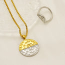 Conjunto Essência Colar e Anel Disco Bicolor