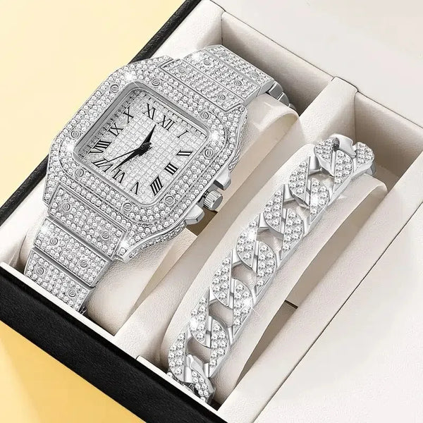 Relógio Feminino com Strass mais Pulseira  de Presente