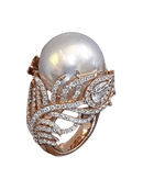 Anel Folha Cristal Pérola