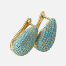 Brinco Gota Turquesa Dourado