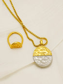 Conjunto Essência Colar e Anel Disco Bicolor