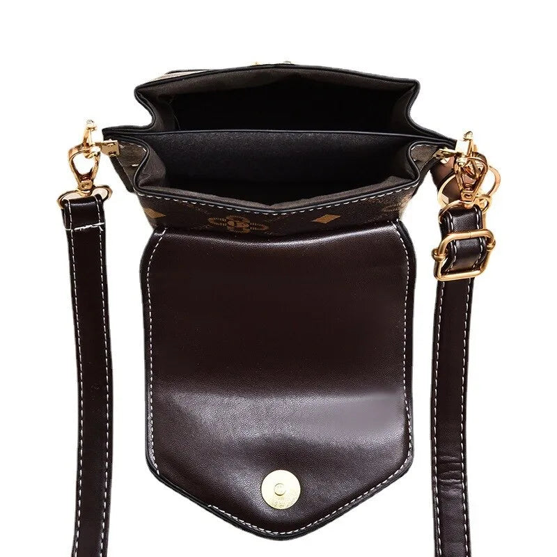 Women's Summer Crossbody 202 New Fashion Texture Single Shoulder Simple Mini Bag Casual Bag Tops Long Black