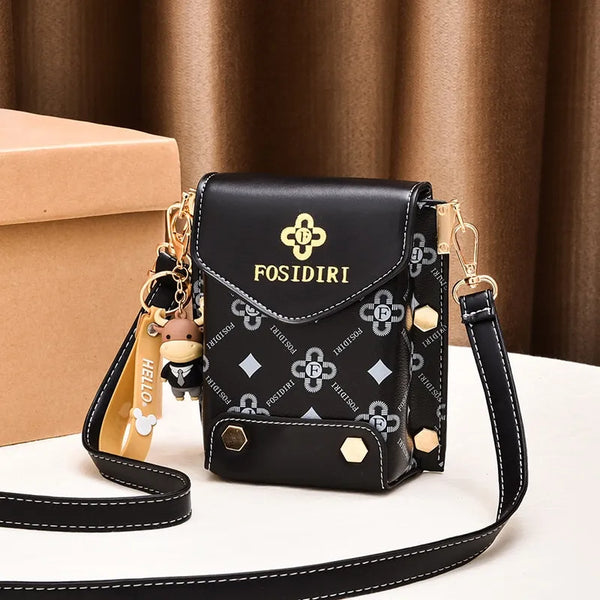 Women's Summer Crossbody 202 New Fashion Texture Single Shoulder Simple Mini Bag Casual Bag Tops Long Black