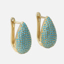 Brinco Gota Turquesa Dourado