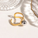 Minimalista 18k banhado a ouro charme cor correspondência linha oco bola de aço anel de abertura feminino anti alérgico jóias presente de gala