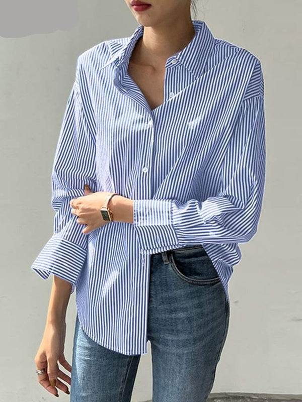 Camisa Feminina Manga Longa Listras