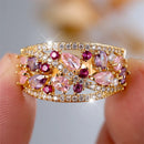 Anel Engajamento Pedra Rosa